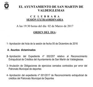 EL AYUNTAMIENTO DE SAN MARTIN DE VALDEIGLESIAS