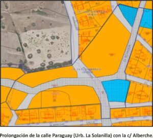Mapa de prolongación de la calle Paraguay (Urb. Solanilla) con la calle Alberche