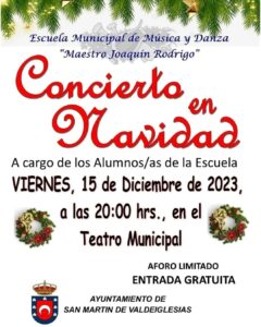 Cartel del concierto. Información textual debajo del dibujo.