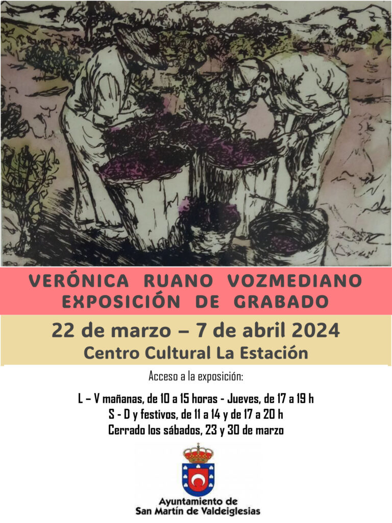 Cartel de la exposición de grabados. Del 1 al 7 de abril 2024. Centro Cultural La Estación.